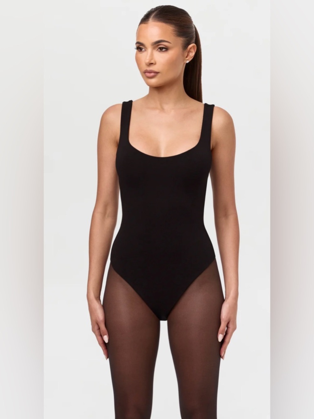 NWT Naked Wardrobe Sculpt Tank Scoop Bodysuit in Black, Medium